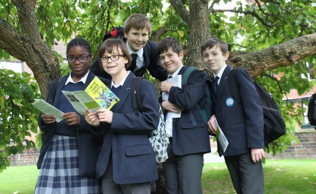 Schoolchildren on the Wye tree Trail